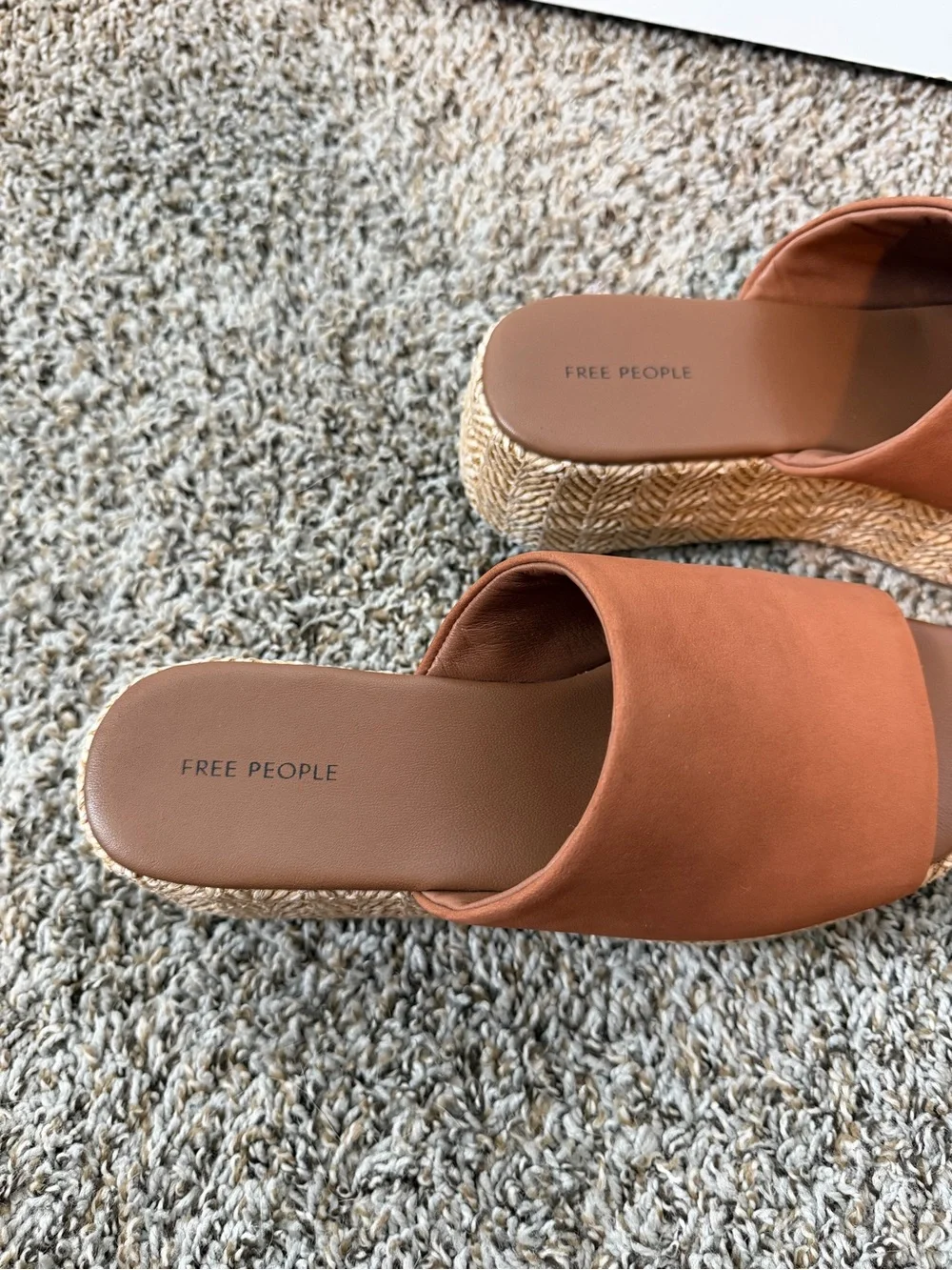 ⚡️Free People Harbor Raffia Brown Platform Slide Sandals